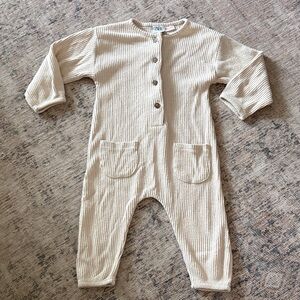 Zara Gender Neutral Baby Beige Ribbed One Piece